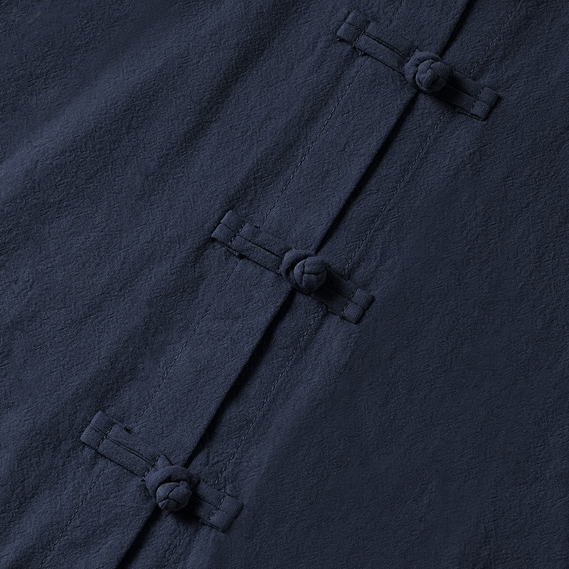 Chemise ethnique en coton à manches longues et col montant pour femme, avec poches et boutons grenouille, motif Buddha Stones - image 26