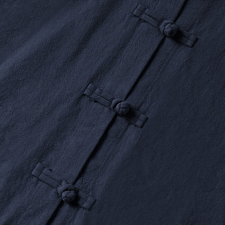 Chemise ethnique en coton à manches longues et col montant pour femme, avec poches et boutons grenouille, motif Buddha Stones - image 26