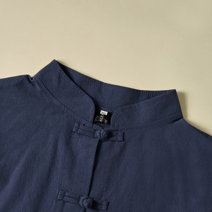 Chemise ethnique en coton à manches longues et col montant pour femme, avec poches et boutons grenouille, motif Buddha Stones - image 23