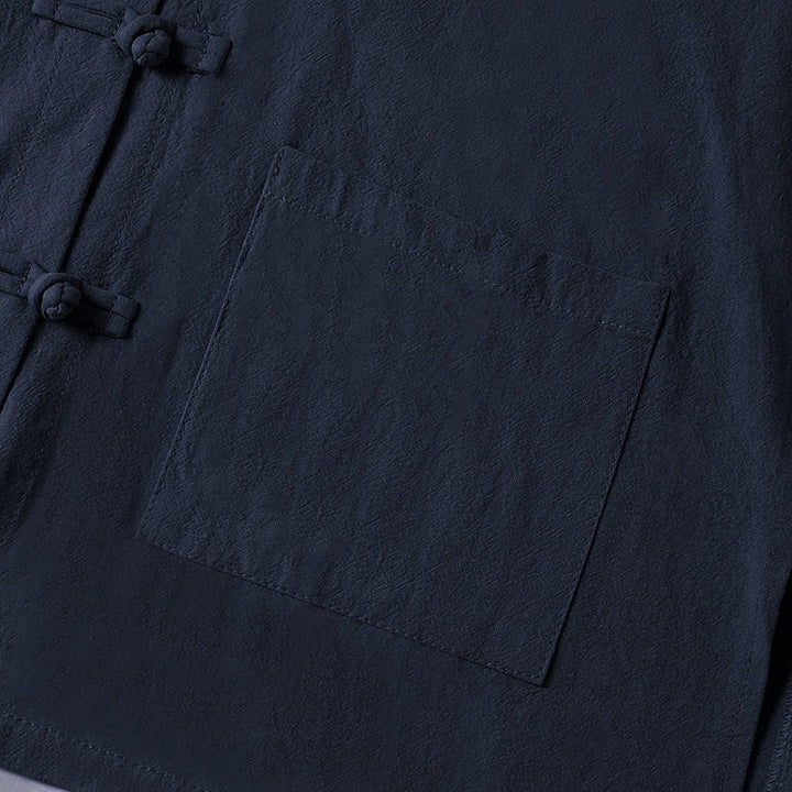 Chemise ethnique en coton à manches longues et col montant pour femme, avec poches et boutons grenouille, motif Buddha Stones - image 25