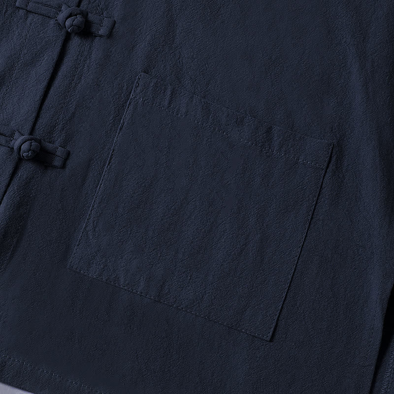 Chemise ethnique en coton à manches longues et col montant pour femme, avec poches et boutons grenouille, motif Buddha Stones - image 25