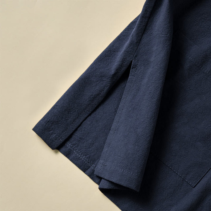 Chemise ethnique en coton à manches longues et col montant pour femme, avec poches et boutons grenouille, motif Buddha Stones - image 24