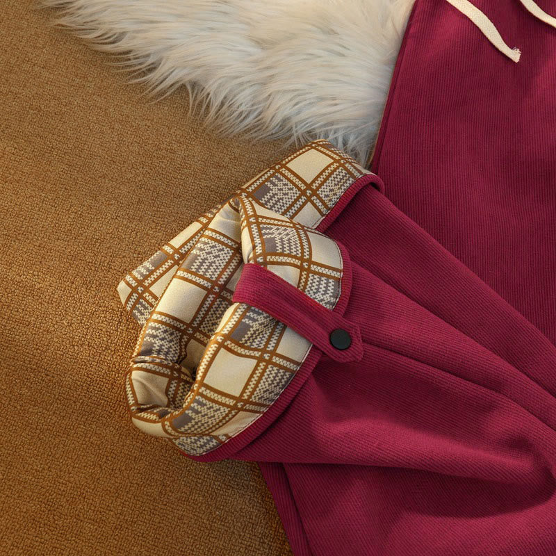 Pantalon large en velours côtelé de coton patchwork pour femme Buddha Stones, doublé polaire, avec poches - image 32