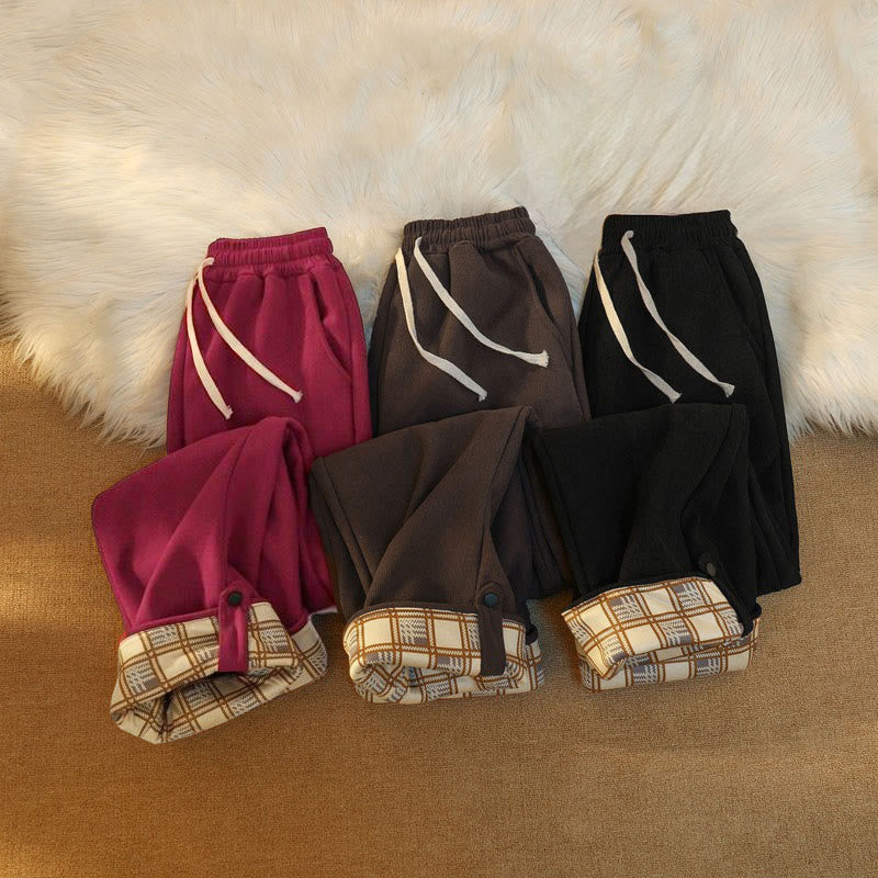 Pantalon large en velours côtelé de coton patchwork pour femme Buddha Stones, doublé polaire, avec poches - image 40