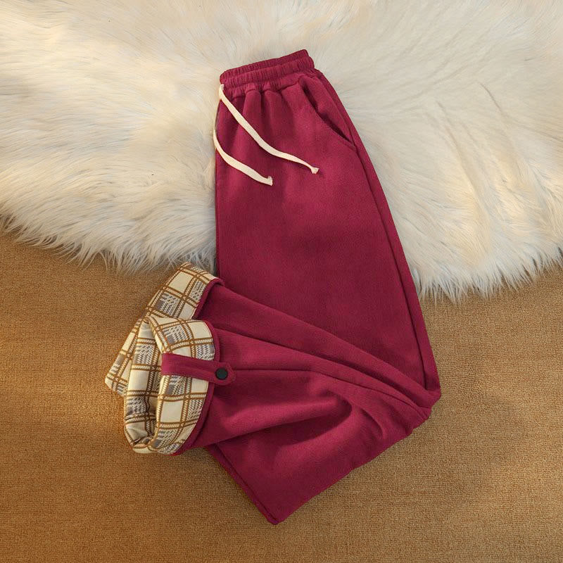 Pantalon large en velours côtelé de coton patchwork pour femme Buddha Stones, doublé polaire, avec poches - image 36