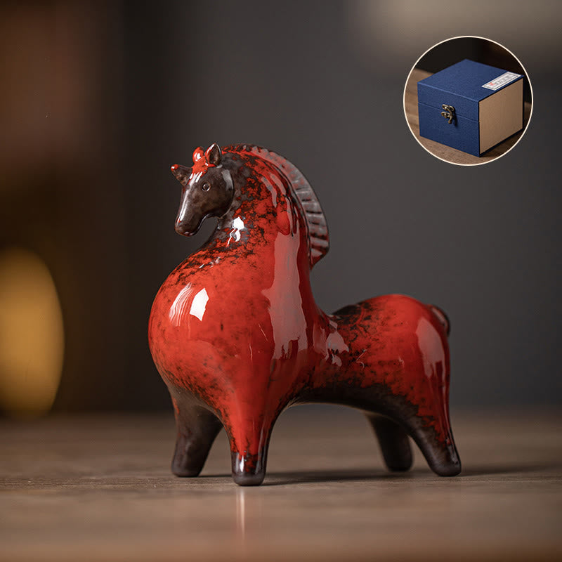 Buddha Stones, céramiques de l'année du Cheval, décoration de bureau ou d'intérieur, symbole de liberté - Cheval debout rouge 10,5 x 5,5 x 11 cm - image 12