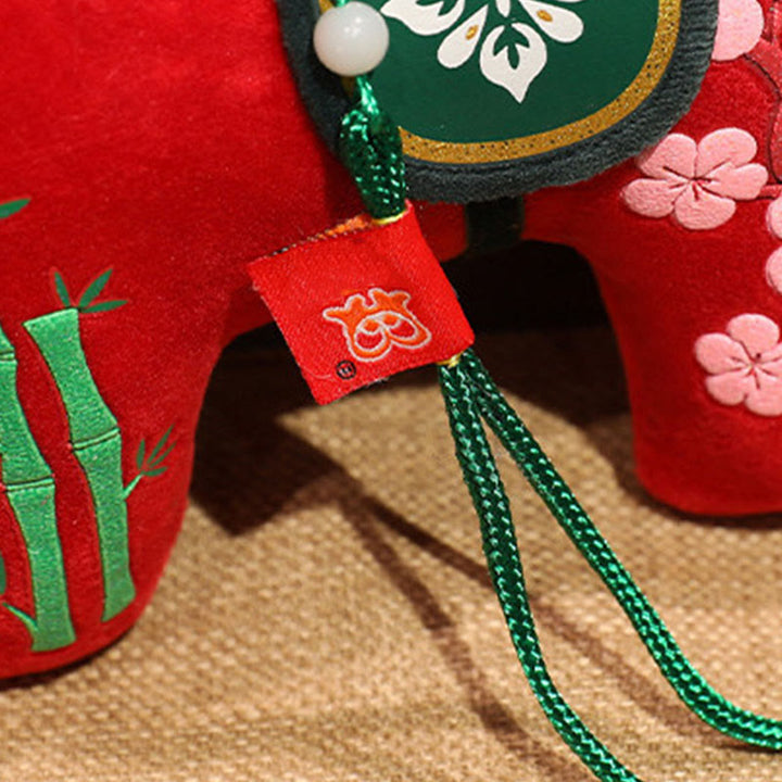 Buddha Stones Année du Cheval Bambou Dragon Lotus Phénix Peluche Décoration d'intérieur - image 4