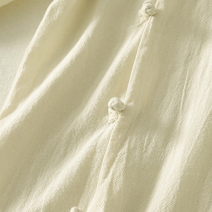 Chemise en coton à manches longues et boutons brandebourg asymétriques Buddha Stones pour femme - image 10