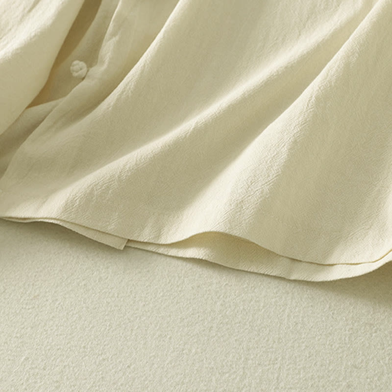 Chemise en coton à manches longues et boutons brandebourg asymétriques Buddha Stones pour femme - image 14