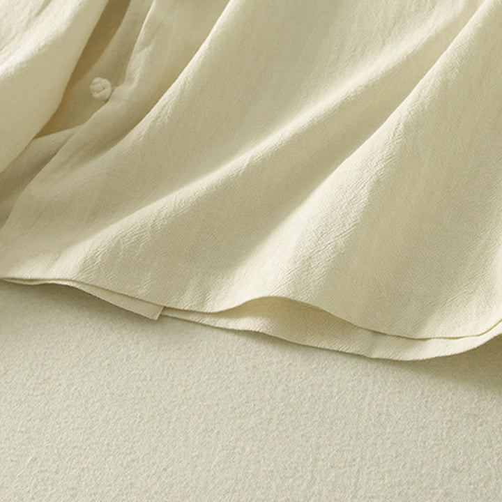 Chemise en coton à manches longues et boutons brandebourg asymétriques Buddha Stones pour femme - image 14