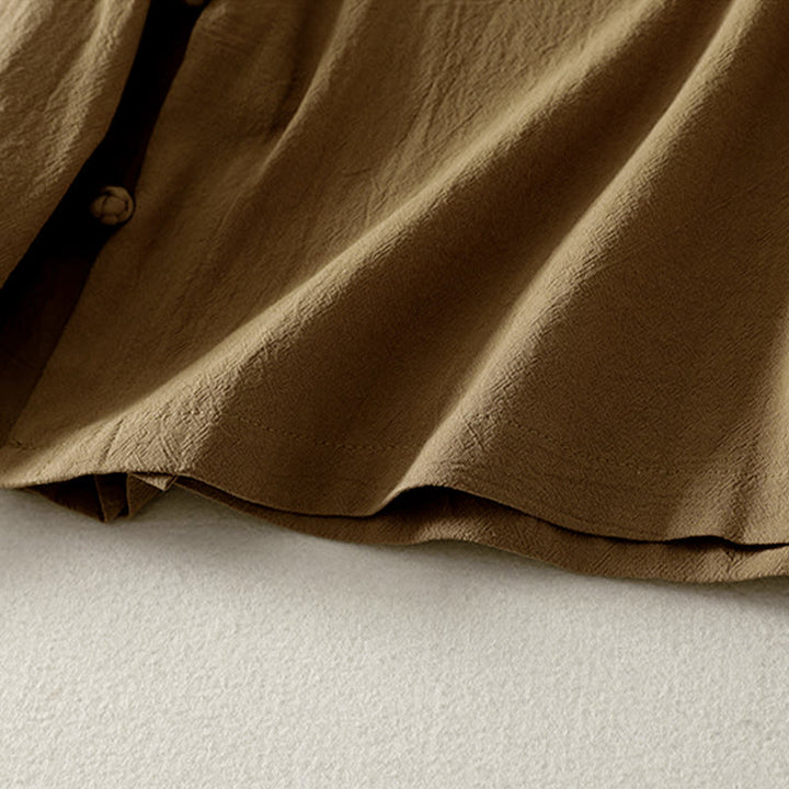 Chemise en coton à manches longues et boutons brandebourg asymétriques Buddha Stones pour femme - image 4