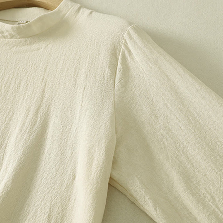 Chemise en coton à manches longues et boutons brandebourg asymétriques Buddha Stones pour femme - image 11