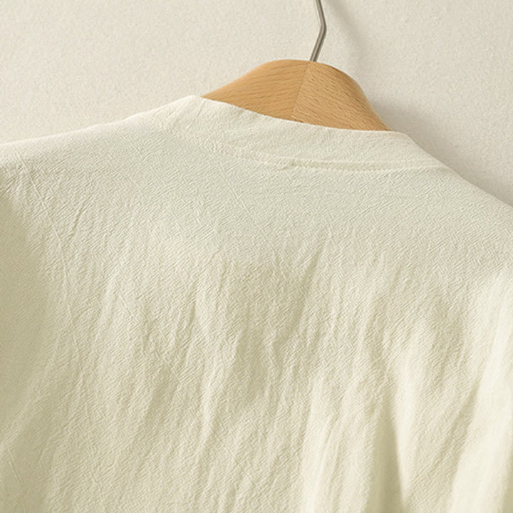 Chemise en coton à manches longues et boutons brandebourg asymétriques Buddha Stones pour femme - image 9
