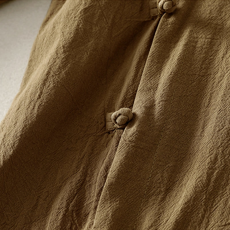 Chemise en coton à manches longues et boutons brandebourg asymétriques Buddha Stones pour femme - image 3