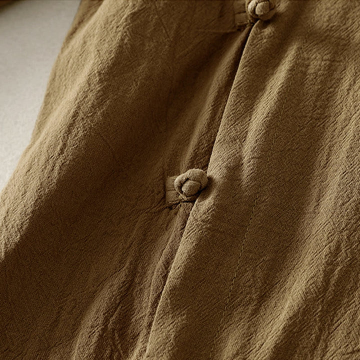 Chemise en coton à manches longues et boutons brandebourg asymétriques Buddha Stones pour femme - image 3