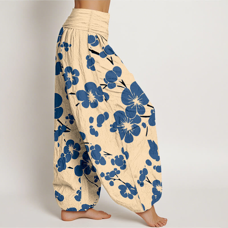Pantalon harem taille élastique pour femme, en pur coton à motif floral et pierres de Buddha Stones - image 2