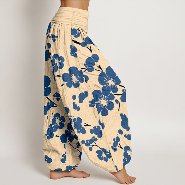Pantalon harem taille élastique pour femme, en pur coton à motif floral et pierres de Buddha Stones - image 2