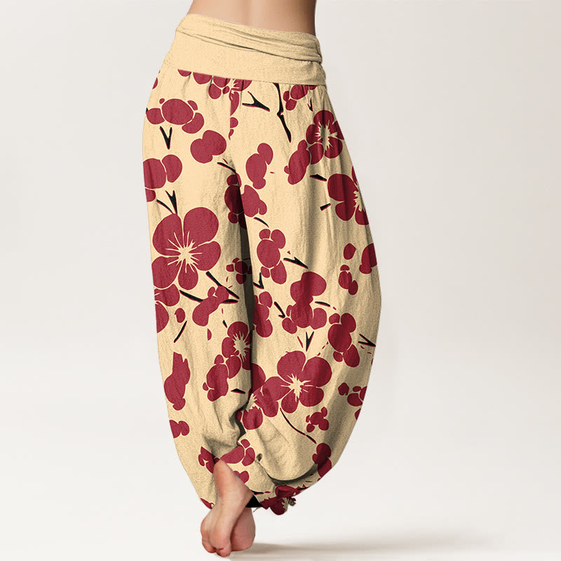 Pantalon harem taille élastique pour femme, en pur coton à motif floral et pierres de Buddha Stones - image 9