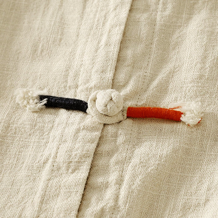 Chemise à manches longues pour femme en coton et lin, style zen, ornée de boutons grenouille et de Buddha Stones - image 10
