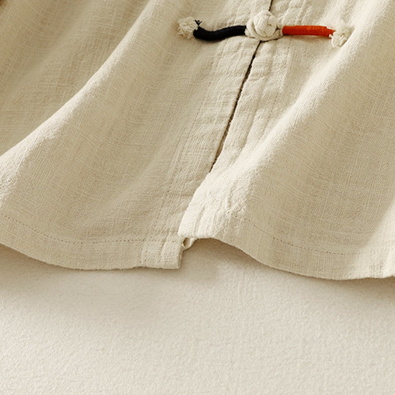 Chemise à manches longues pour femme en coton et lin, style zen, ornée de boutons grenouille et de Buddha Stones - image 14