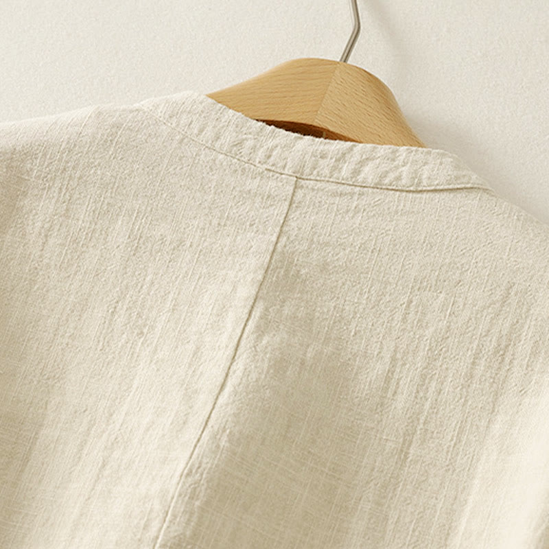 Chemise à manches longues pour femme en coton et lin, style zen, ornée de boutons grenouille et de Buddha Stones - image 9