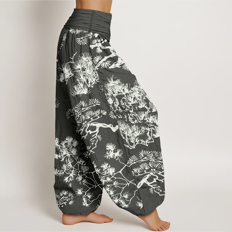 Pantalon harem pour femme, taille élastique, en pur coton , Buddha Stones et branches de pin - image 2