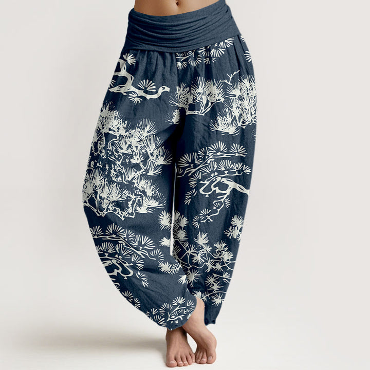 Pantalon harem pour femme, taille élastique, en pur coton , Buddha Stones et branches de pin - SteelBlue - US16，UK/AU20，EU48 (3XL) - image 5