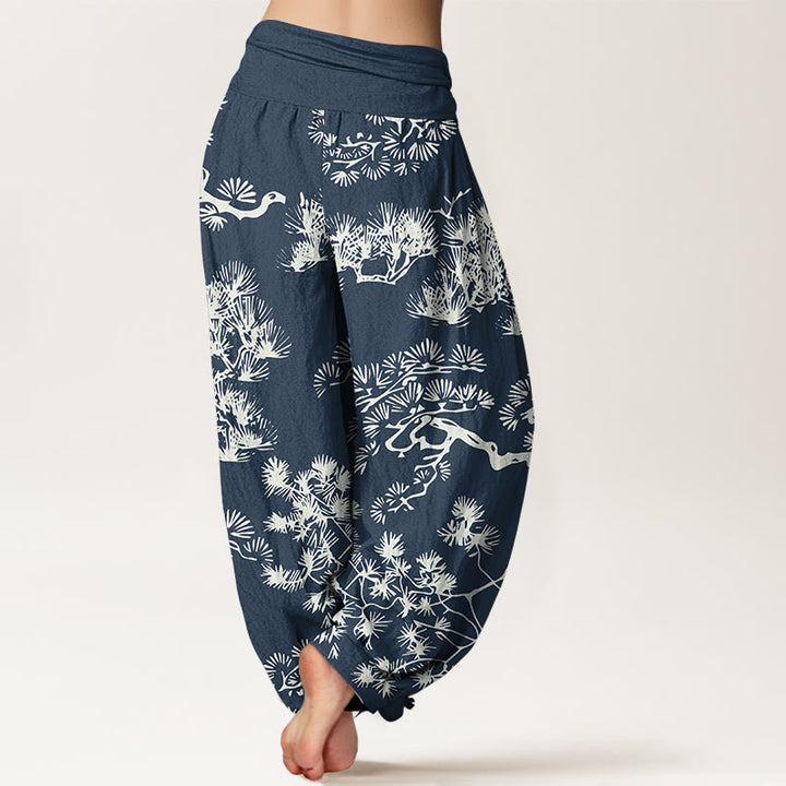 Pantalon harem pour femme, taille élastique, en pur coton , Buddha Stones et branches de pin - image 6
