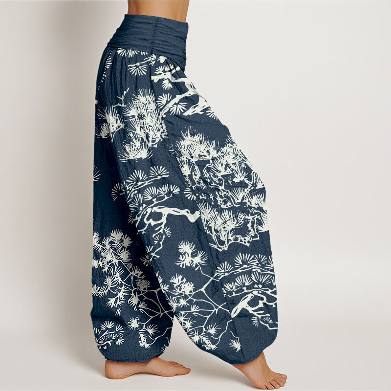 Pantalon harem pour femme, taille élastique, en pur coton , Buddha Stones et branches de pin - image 7