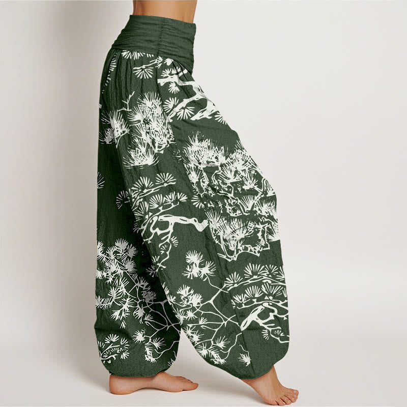 Pantalon harem pour femme, taille élastique, en pur coton , Buddha Stones et branches de pin - image 10