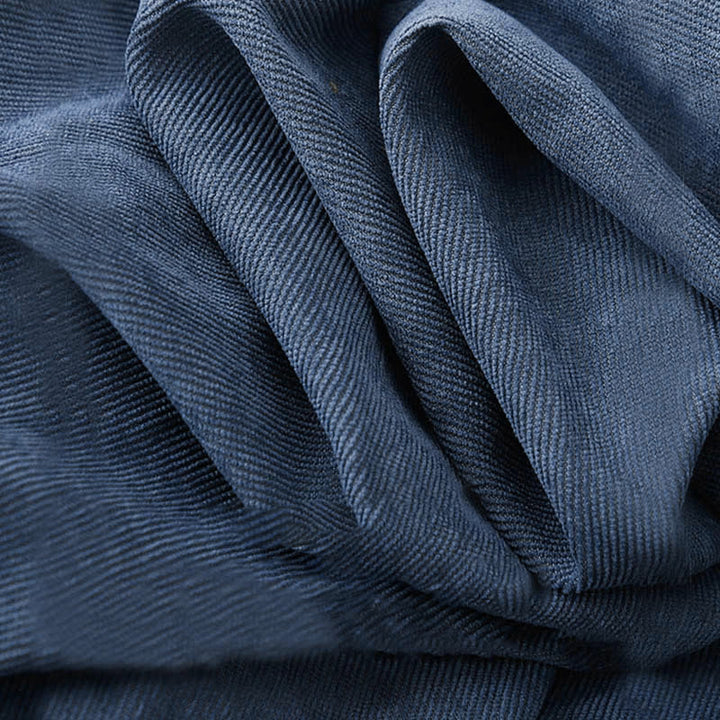 Robe midi en velours côtelé à manches longues et poches, ornée de boutons unis et de motifs de Buddha Stones - image 6