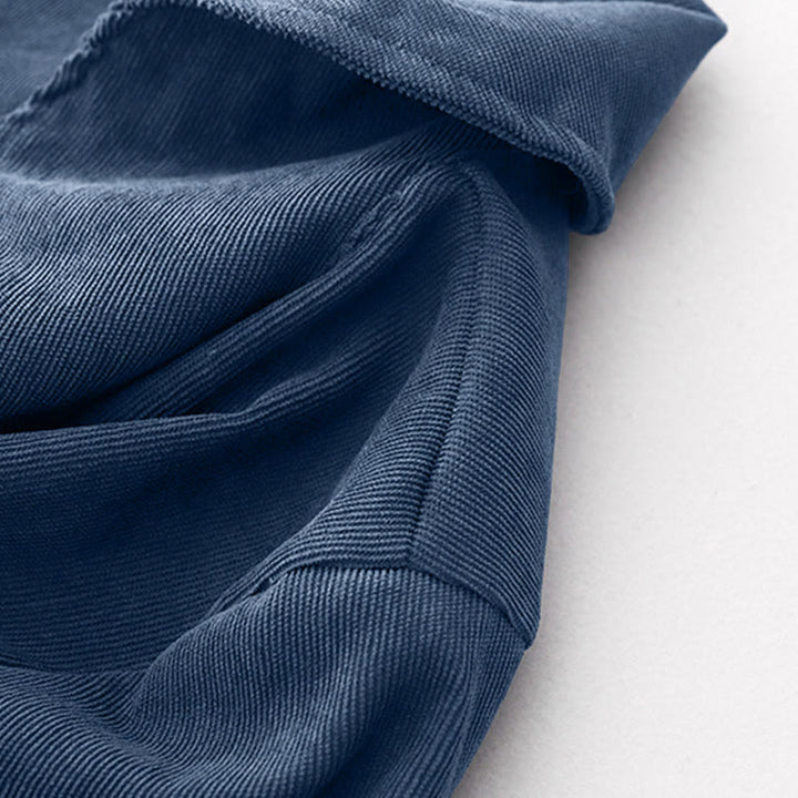 Robe midi en velours côtelé à manches longues et poches, ornée de boutons unis et de motifs de Buddha Stones - image 5