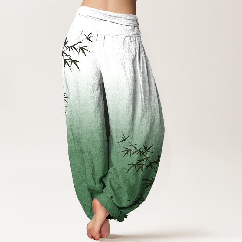 Pantalon harem femme en pur coton, motif dégradé de Buddha Stones , taille élastique - image 1