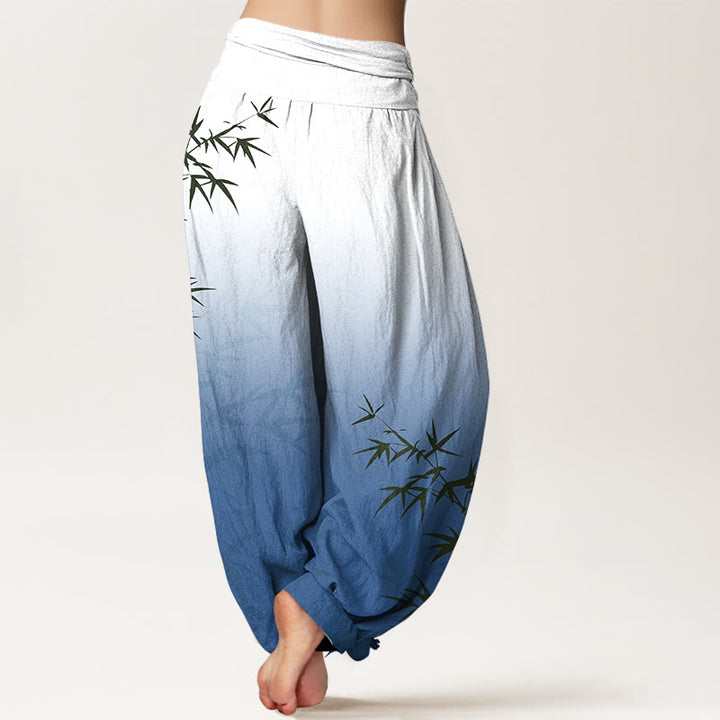 Pantalon harem femme en pur coton, motif dégradé de Buddha Stones , taille élastique - image 9