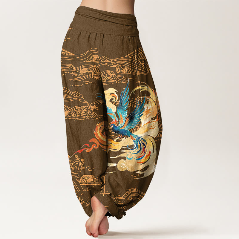 Pantalon harem en pur coton à taille élastique pour femme, motif paysage de montagnes et Buddha Stones - image 6