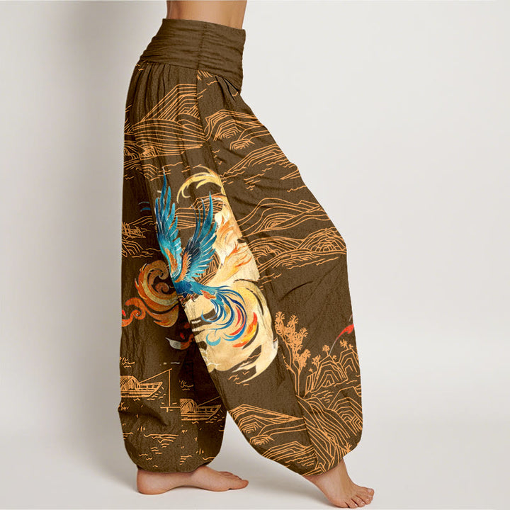 Pantalon harem en pur coton à taille élastique pour femme, motif paysage de montagnes et Buddha Stones - image 7
