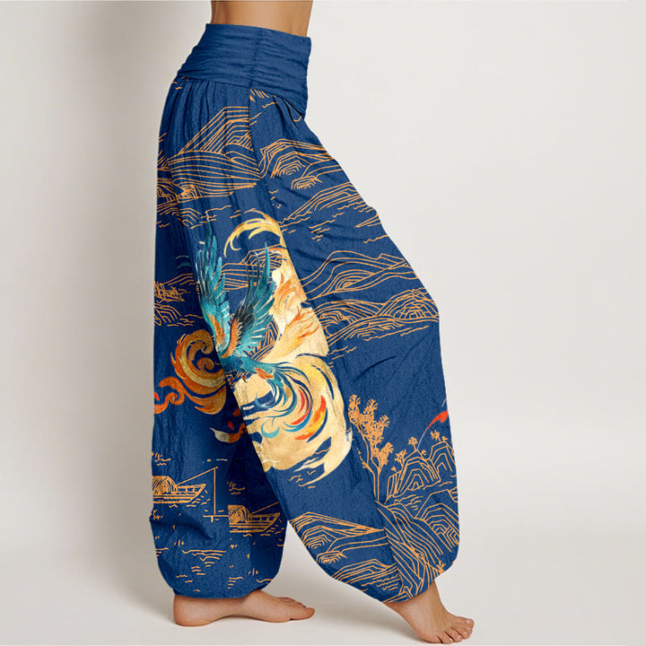 Pantalon harem en pur coton à taille élastique pour femme, motif paysage de montagnes et Buddha Stones - image 10