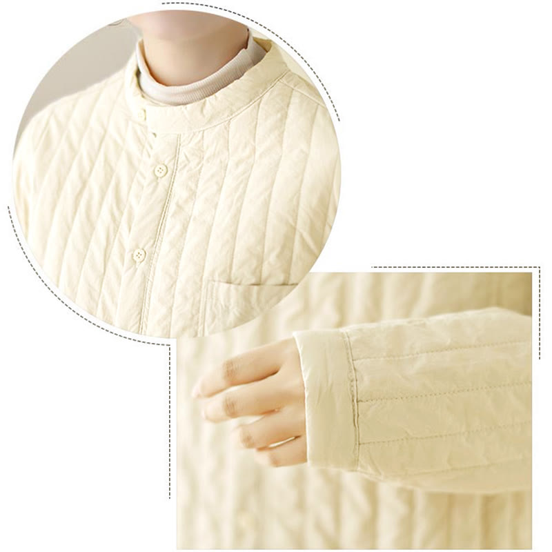 Veste thermique en coton à manches longues, col montant, design simple, avec poche, de la marque Buddha Stones. - image 16