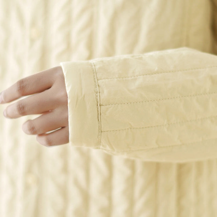 Veste thermique en coton à manches longues, col montant, design simple, avec poche, de la marque Buddha Stones. - image 14