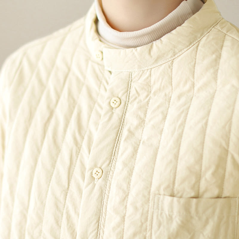 Veste thermique en coton à manches longues, col montant, design simple, avec poche, de la marque Buddha Stones. - image 11