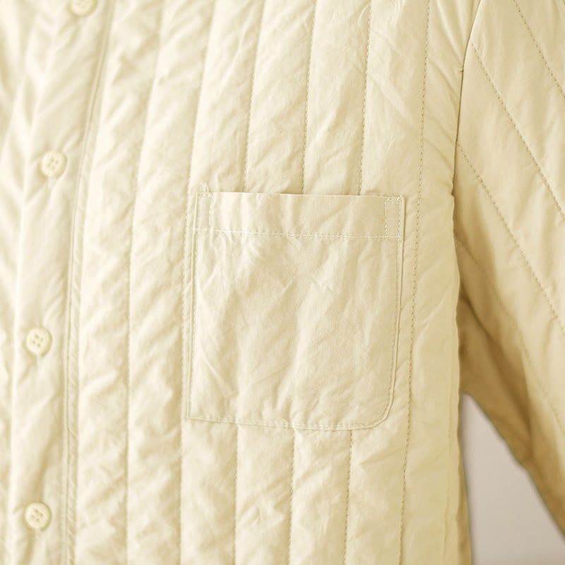 Veste thermique en coton à manches longues, col montant, design simple, avec poche, de la marque Buddha Stones. - image 12