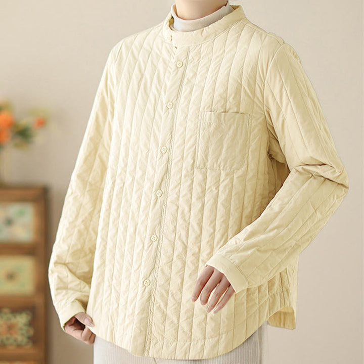 Veste thermique en coton à manches longues, col montant, design simple, avec poche, de la marque Buddha Stones. - image 7