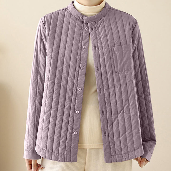 Veste thermique en coton à manches longues, col montant, design simple, avec poche, de la marque Buddha Stones. - image 1