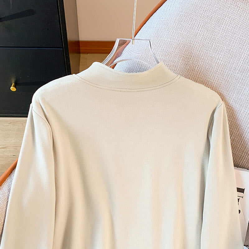 Chemise à manches longues en coton pour femme, motif Buddha Stones , col montant et boutons brandebourg, couleur unie printanière - image 7