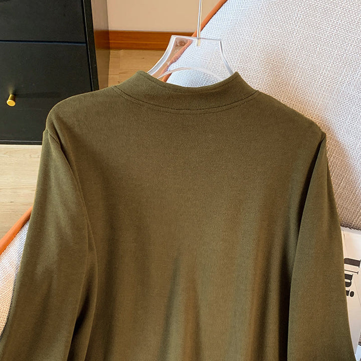 Chemise à manches longues en coton pour femme, motif Buddha Stones , col montant et boutons brandebourg, couleur unie printanière - image 17