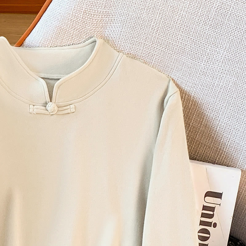 Chemise à manches longues en coton pour femme, motif Buddha Stones , col montant et boutons brandebourg, couleur unie printanière - image 8