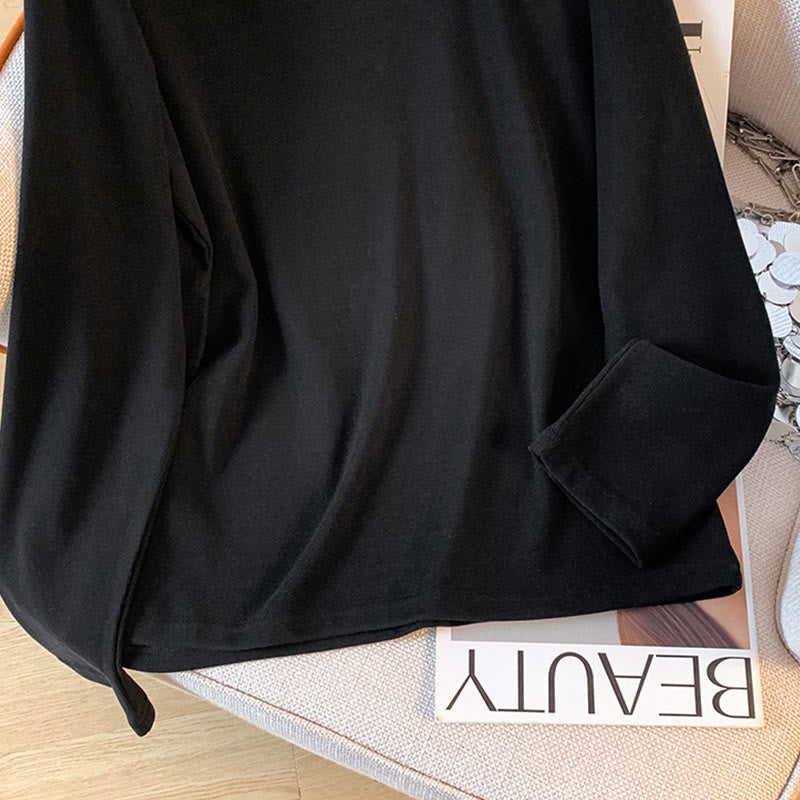 Chemise à manches longues en coton pour femme, motif Buddha Stones , col montant et boutons brandebourg, couleur unie printanière - image 32