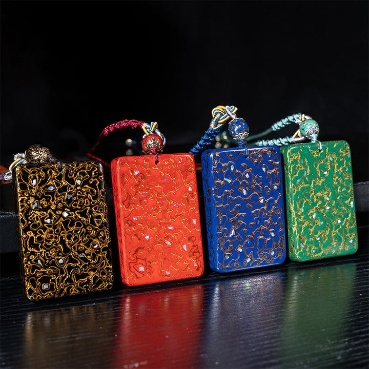 Collier pendentif de protection en bois de santal, laqué et orné de Buddha Stones, réalisé à la main. - image 23