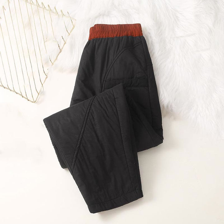 Pantalon harem épais à taille élastique, coupe unie, avec poches, pour femme Buddha Stones, idéal pour l'hiver. - image 4