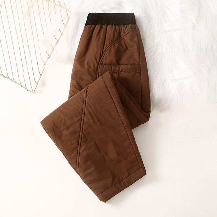 Pantalon harem épais à taille élastique, coupe unie, avec poches, pour femme Buddha Stones, idéal pour l'hiver. - image 1